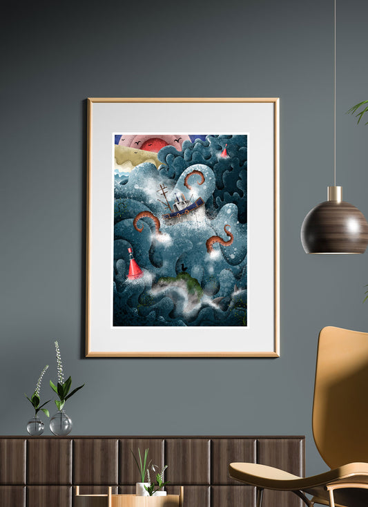 The Fishing Boat Illustration Print