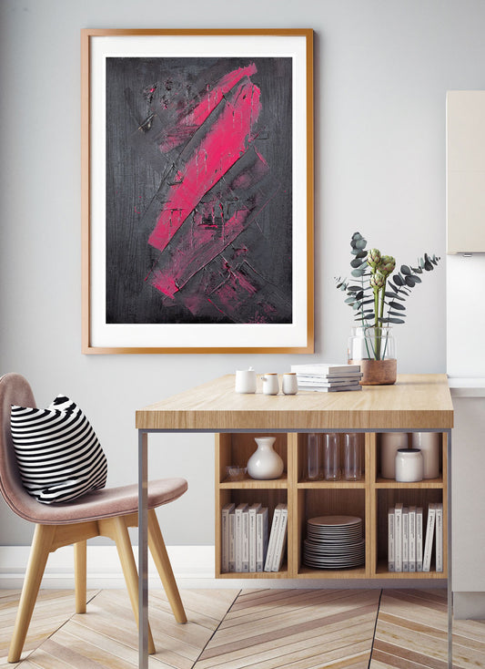 A Hint of Pink Painting Print in beautiful kitchen interior