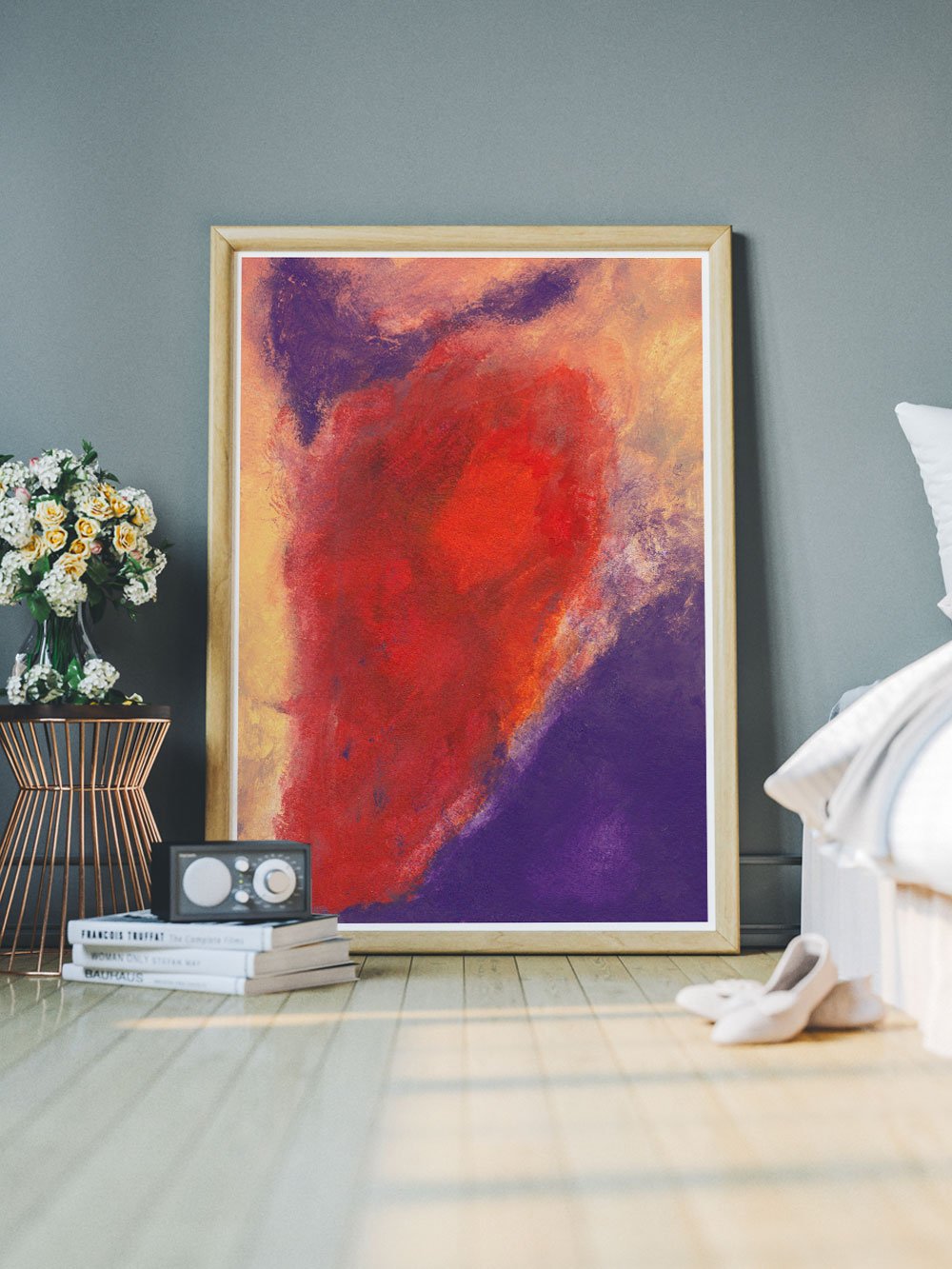 Amore Abstract Fine Art in a contemporary bedroom