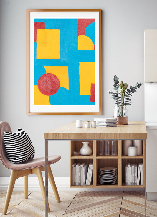 Circles and Squares Wall Art in a dining room
