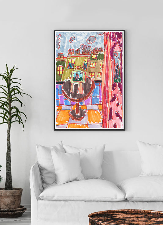 City LV Art Print in a traditional room interior