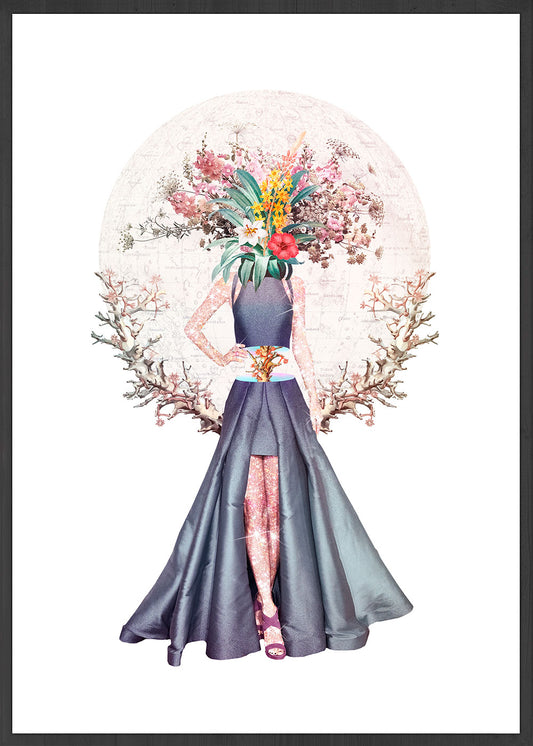 Lady Flower No3 Flower Collage Art
