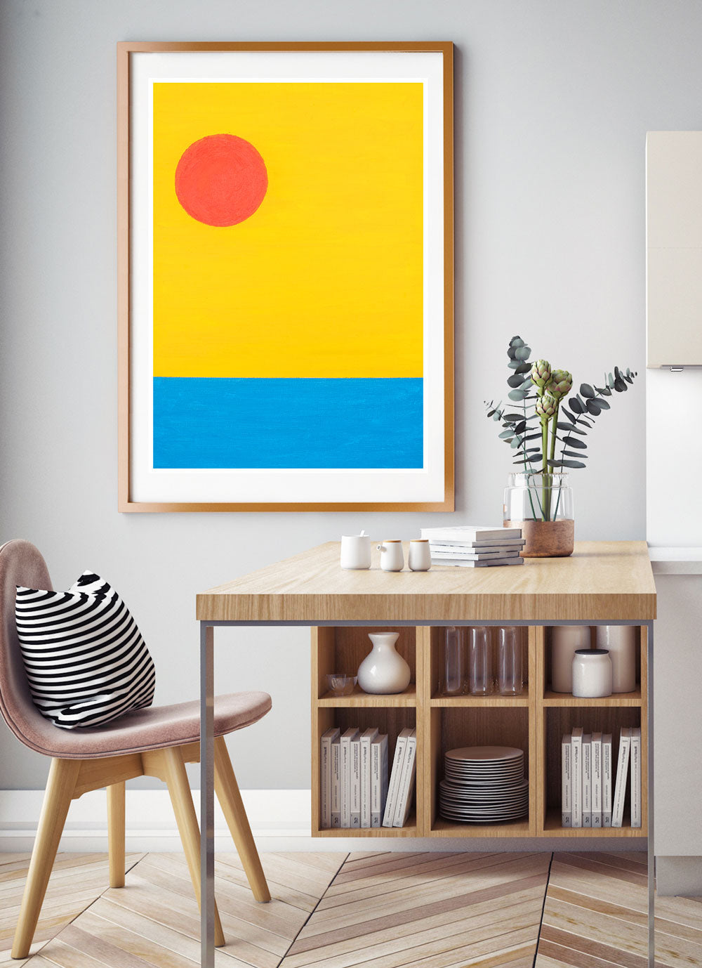 Sun and Sea for Shore Abstract Landscape Art in a kitchen area