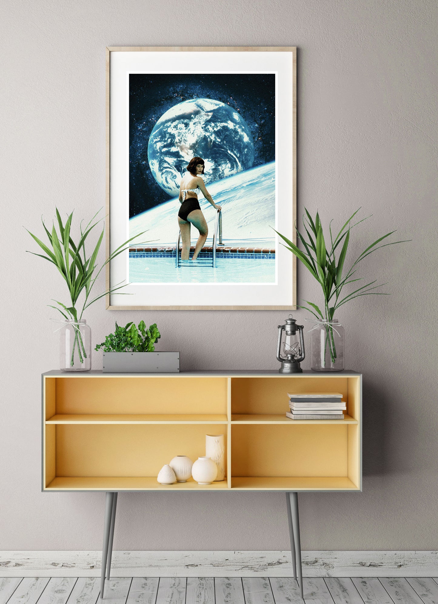 Space Pool Retro Collage Poster Art