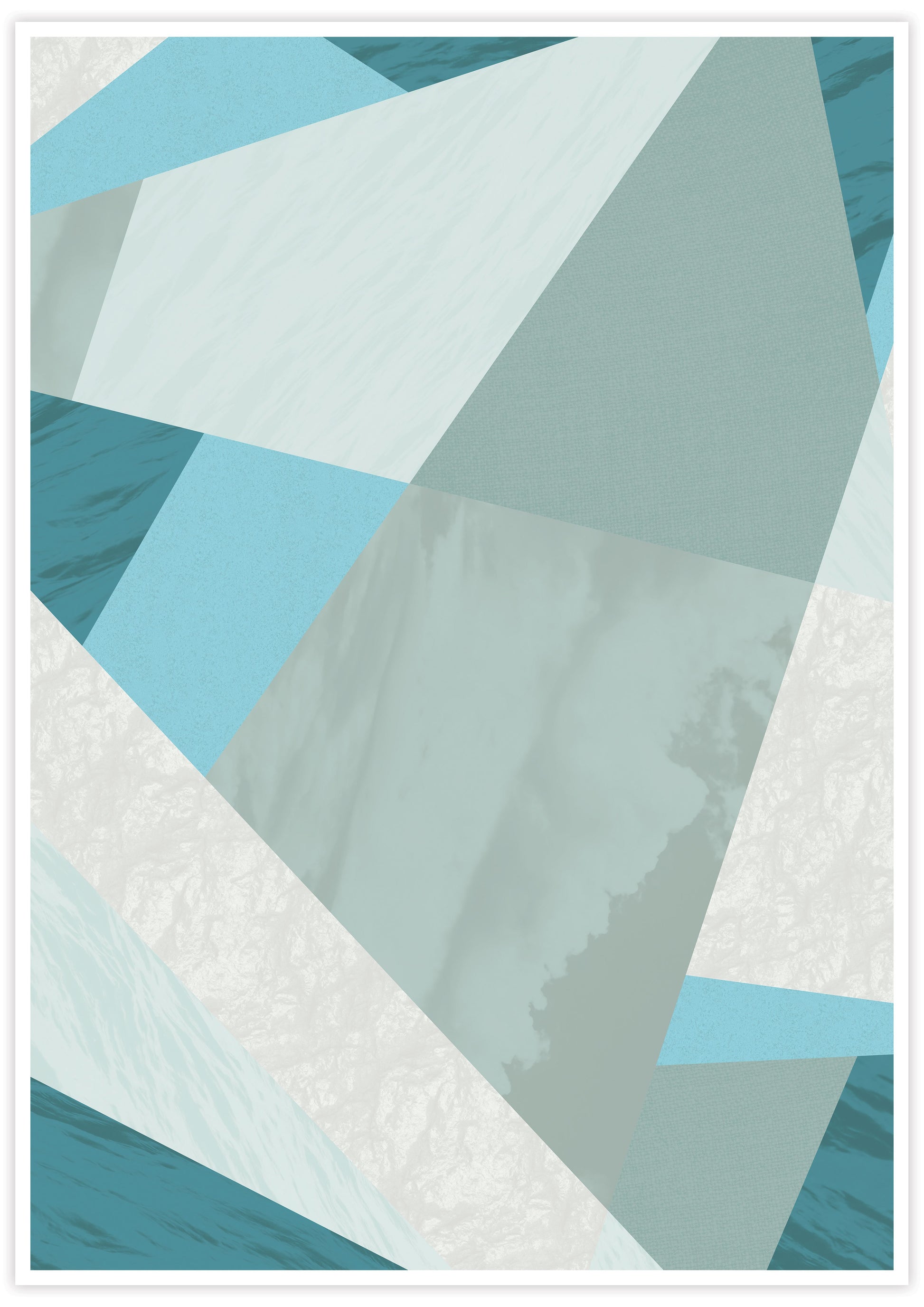 Aqua Blue Geometric Pattern Print with no frame