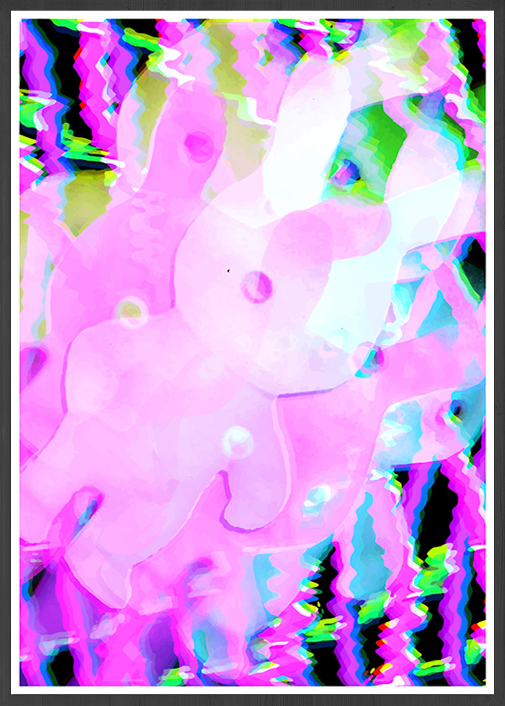 Bunny Pop Pink Abstract Print in a frame