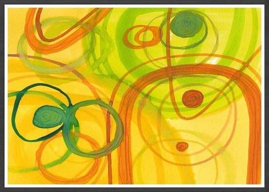 Chelle Yellow Abstract Art in a frame