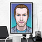 Chris Coldplay Art Print in a frame on a wall