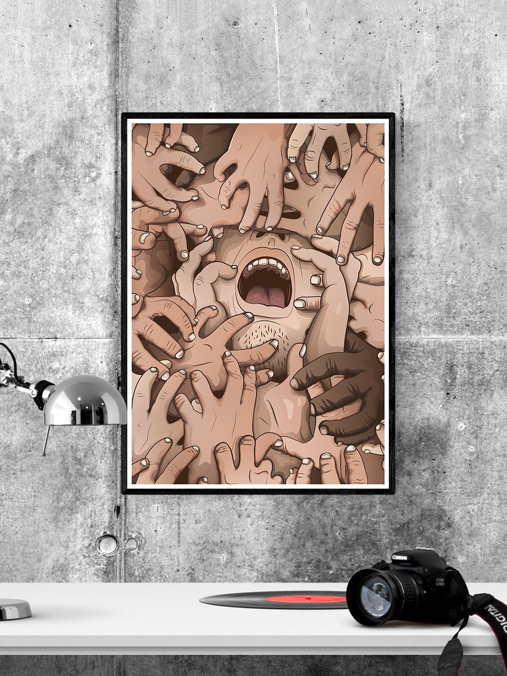 Consumed Sci Fi Art Print in a frame on a wall