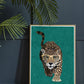 Cool Leopard Art Print by Sarah Manovski in a moody blue room with a plant