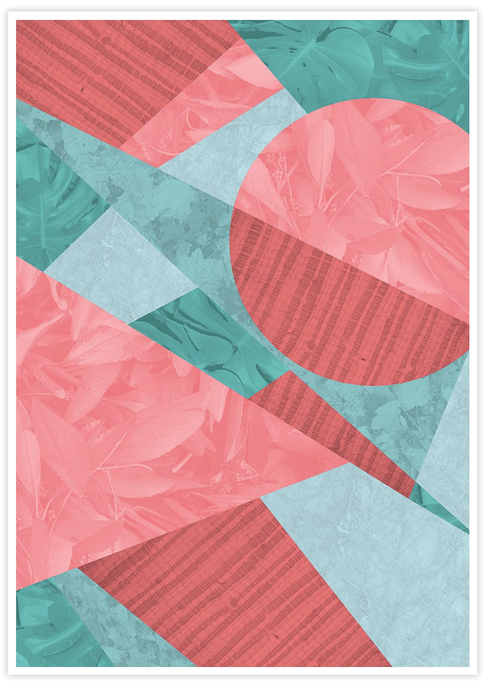 Coral Leaves Geometric Art Print not in a frame