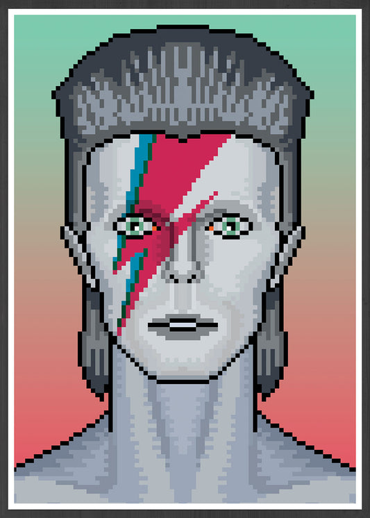 Ziggy illustration Bowie Art Print in frame
