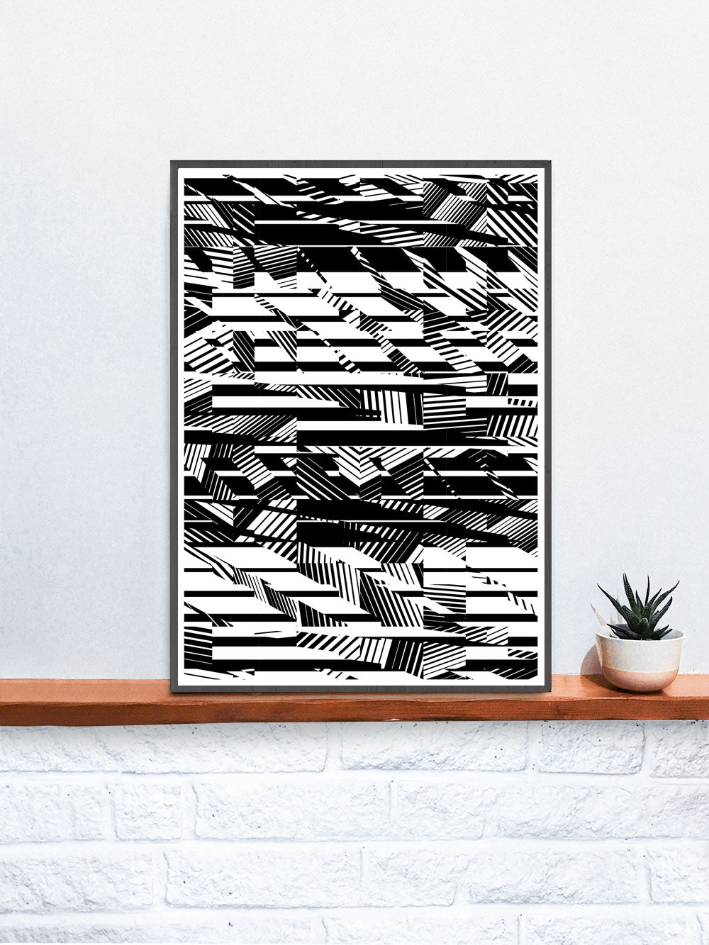 Fax Black and White Pattern Print on a shelf