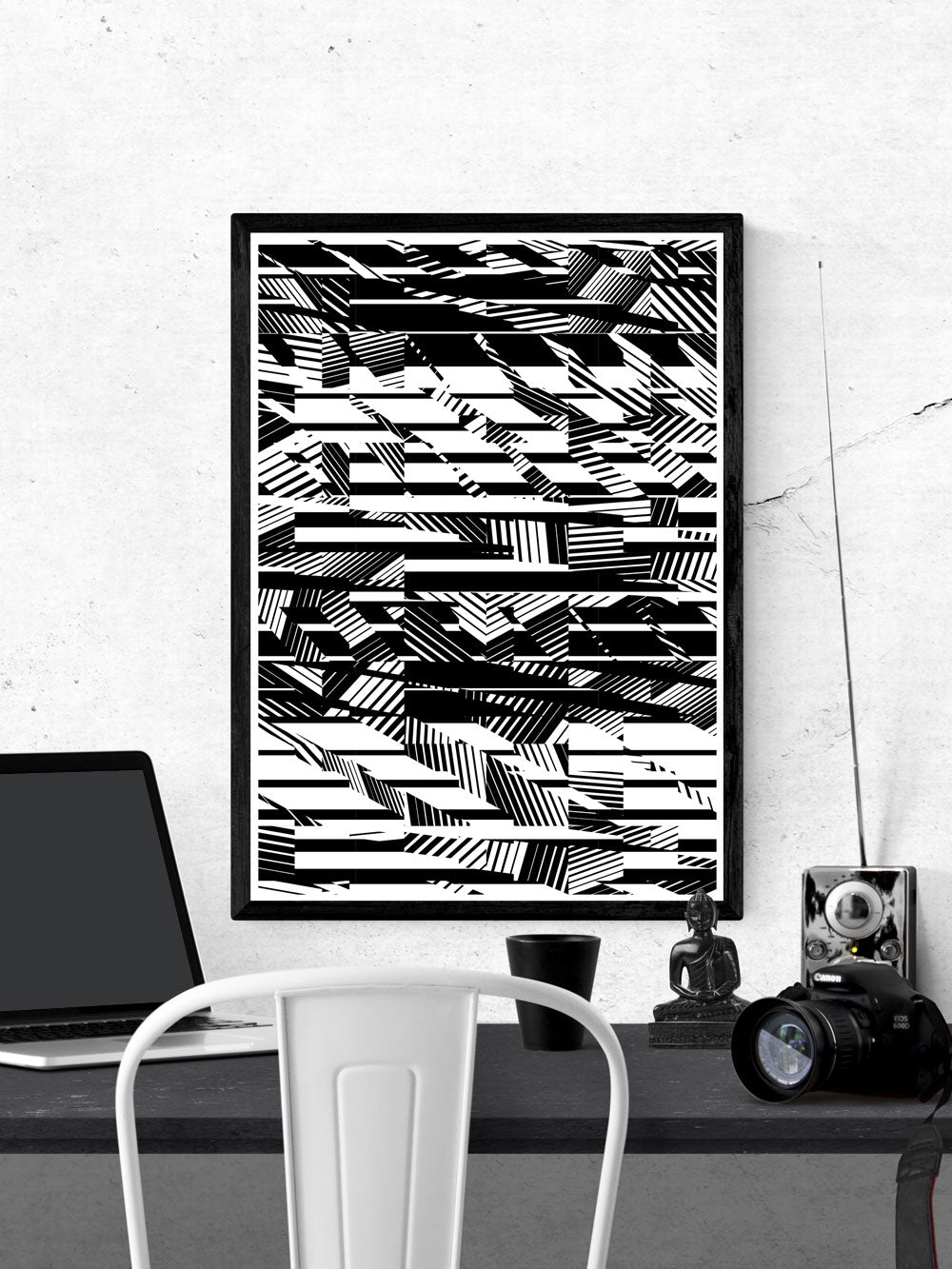Fax Black and White Pattern Print on a wall