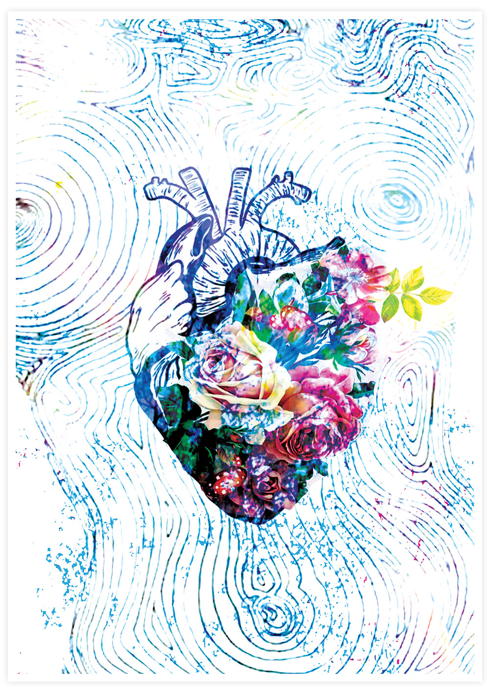 Flowers of my Heart  Illustration Print Art no frame