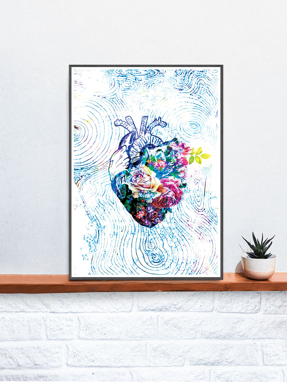 Flowers of my Heart  Illustration Print on a Shelf