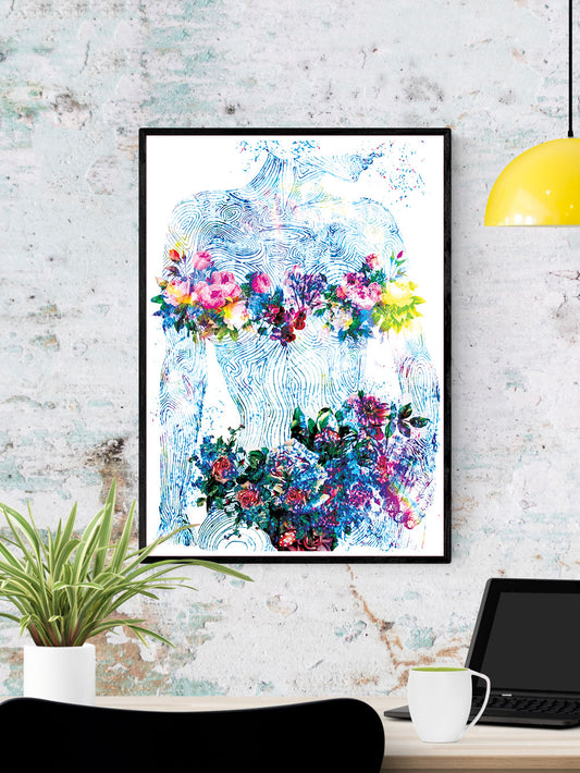 Flowers of my Soul Floral Abstract Art in a frame on a wall