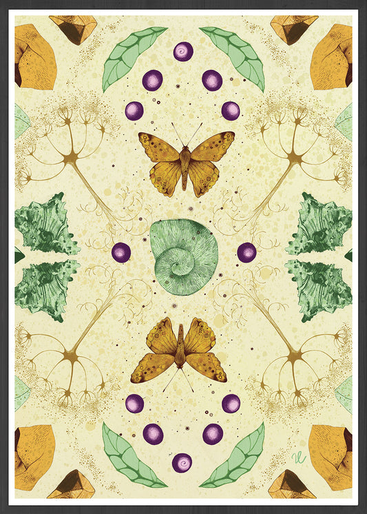 Flying Mosaic Nature Pattern Print