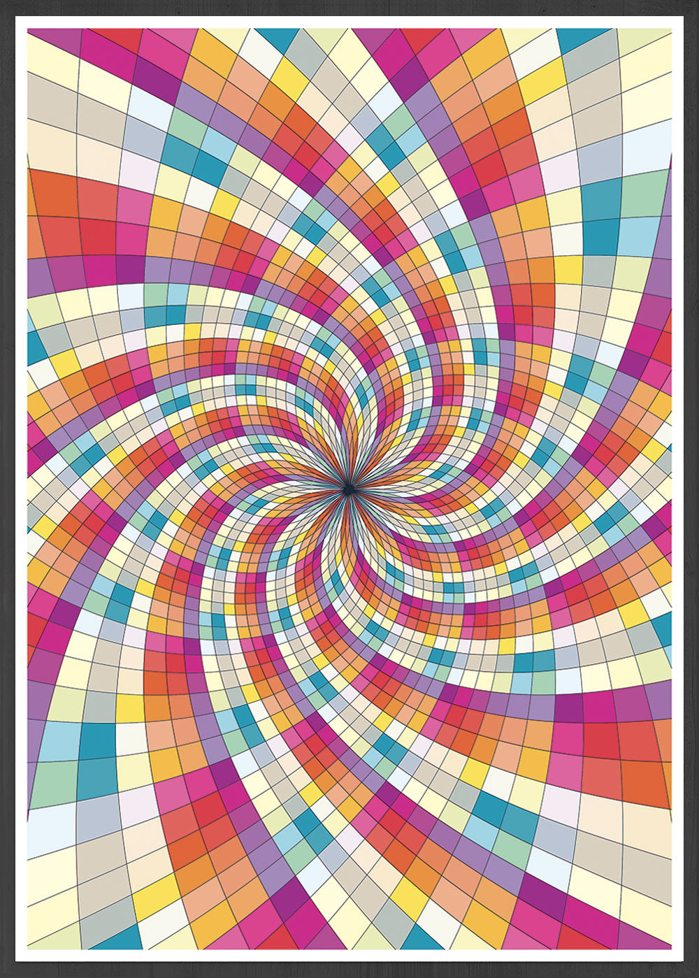 Fractal Light Spiral Pattern Print in frame