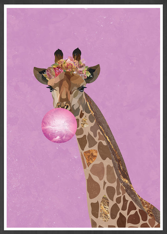 Giraffe Pop Art Print by Sarah Manovski in a frame