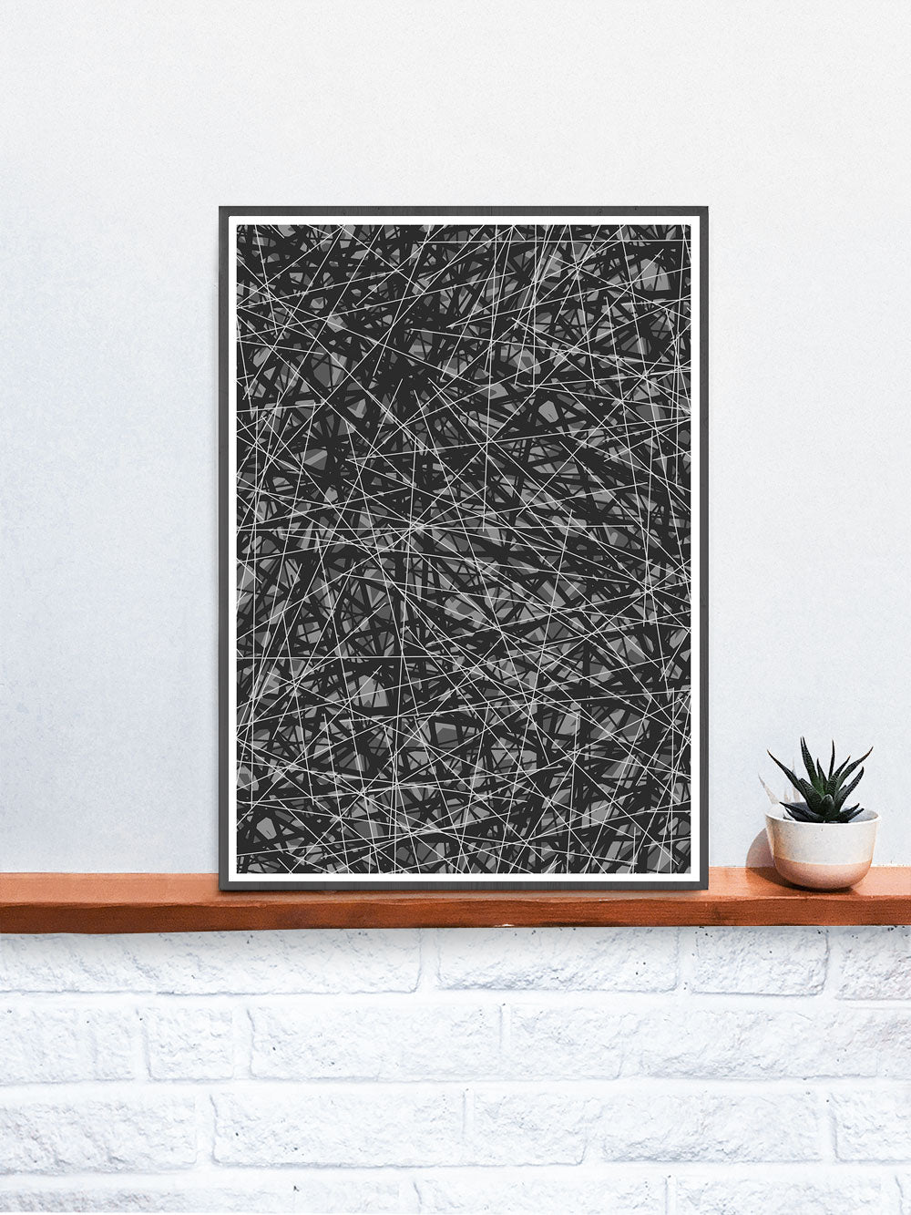Line Glitch Abstract Pattern Print on a shelf