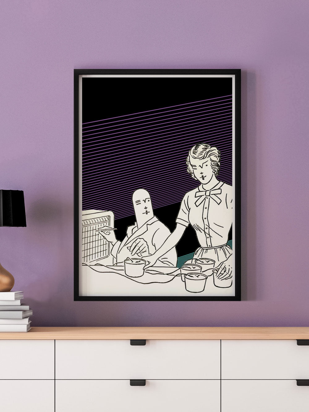 Linear Frequency Illustration Print in a frame on a wall