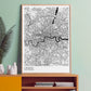London City Map Drawing Print in a frame on a shelf