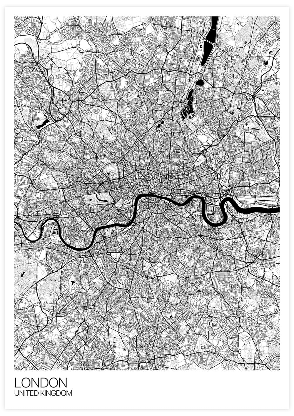 London City Map Drawing Print not in a frame