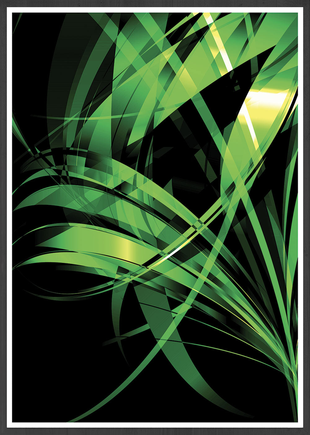 Macro Floral Green Abstract Art Print in frame