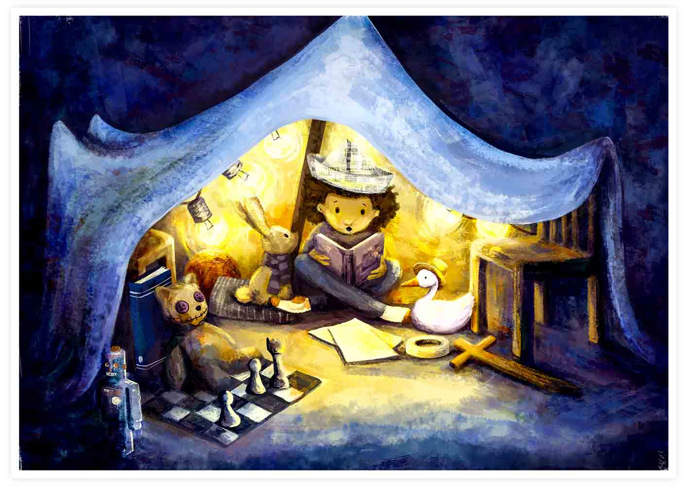 Night Time Stories Kids Wall Art not in a frame