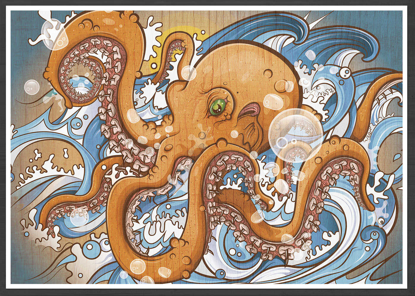Octopus Sea Creature Print in a frame