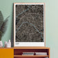 Paris Modern Map Art Print in a frame on a shelf