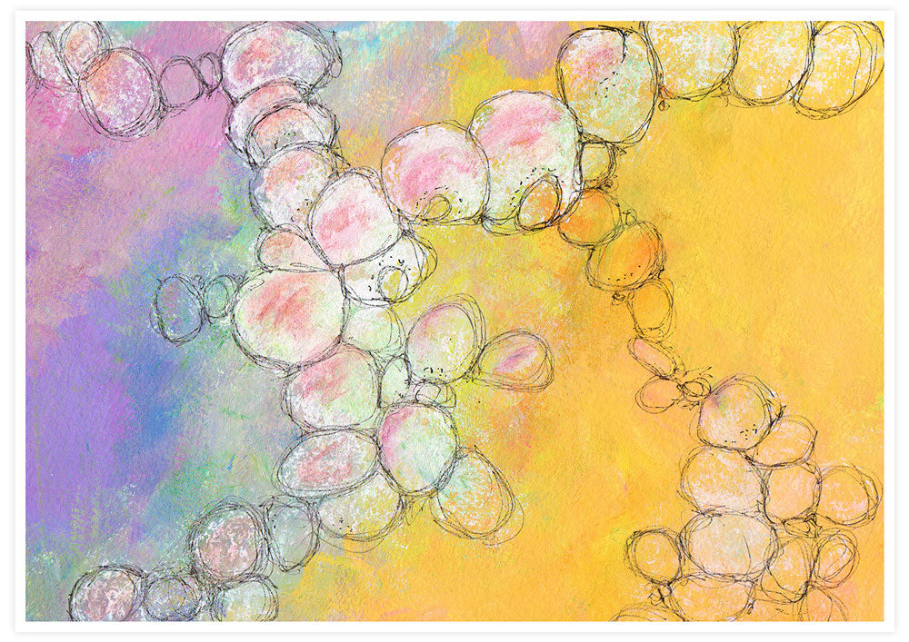 Peach Flowers Spiral Abstract Art