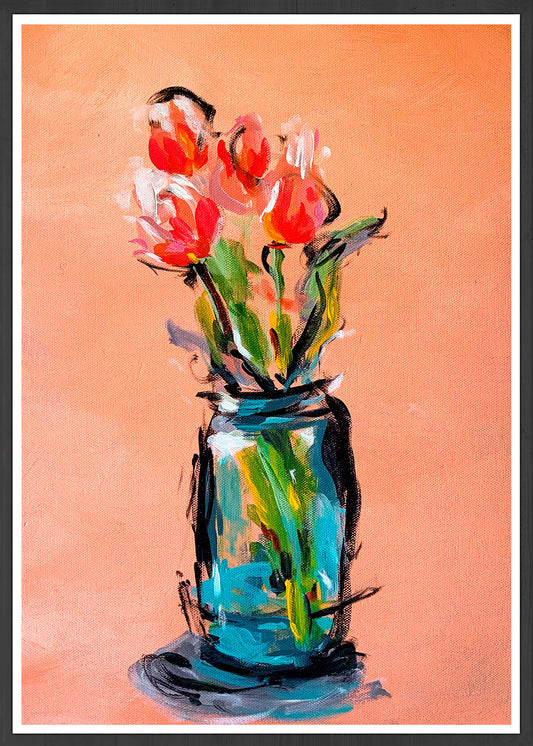 Peach Tulips Bouquet Print