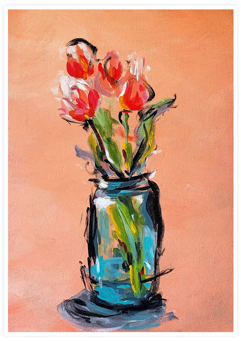 Peach Tulips Bouquet Wall Art