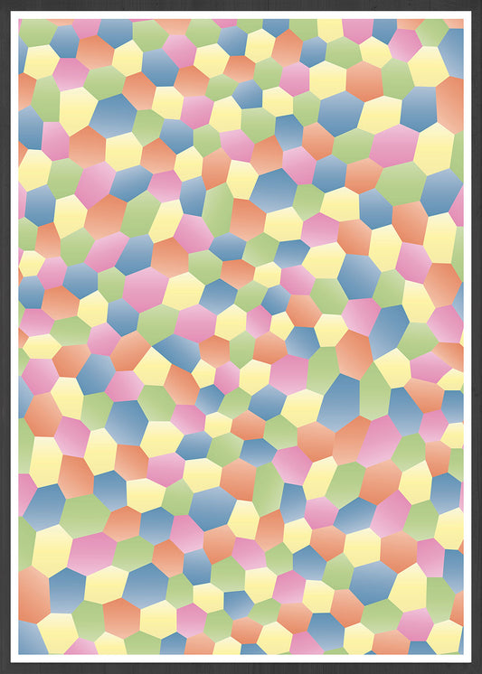 Rainbow Polygon art in a frame