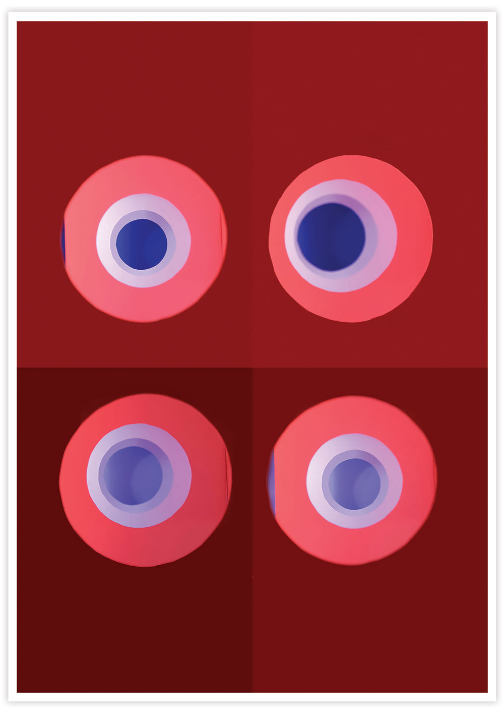 Red and Blue Minimal Art Print no frame