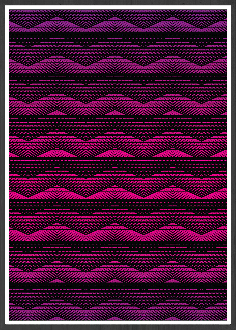 Retro Pink Geometric Art Print in a frame