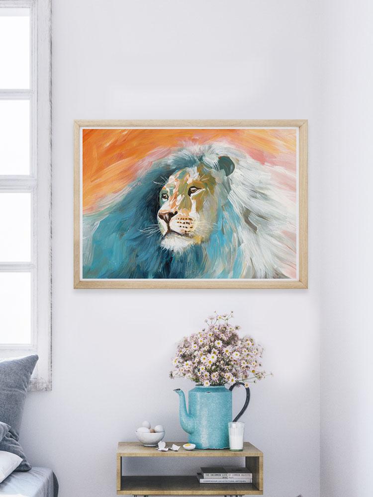 Roar Lion Painting Print in a bedroom