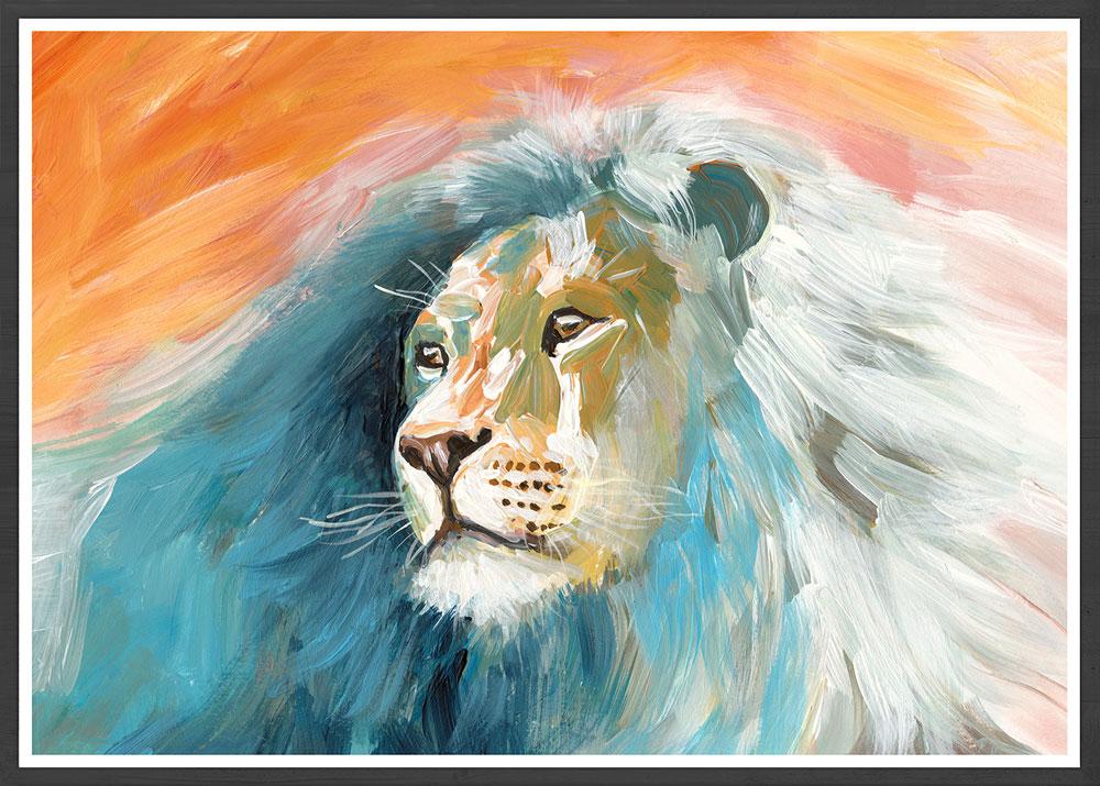 Roar Lion Painting Print in a black frame