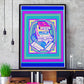 Science Stack Teal Abstract Art Print in a frame on a shelf