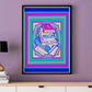 Science Stack Teal Abstract Art Print in a frame on a wall