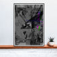 Shut Down Digital Abstract Art Print in a frame on a shelf