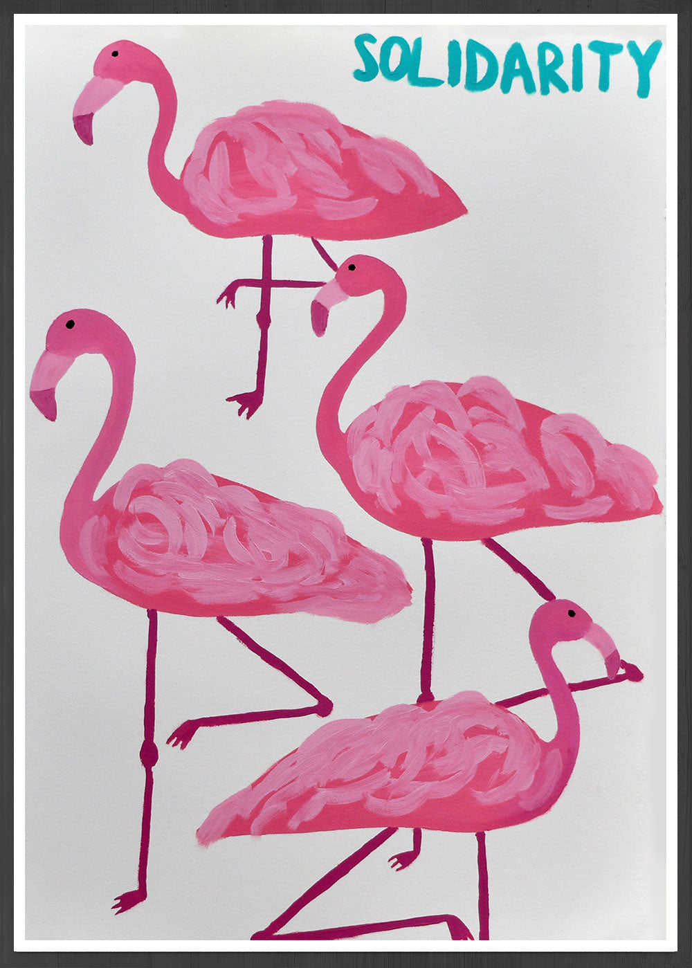Solidarity Flamingo Wall Print in a frame