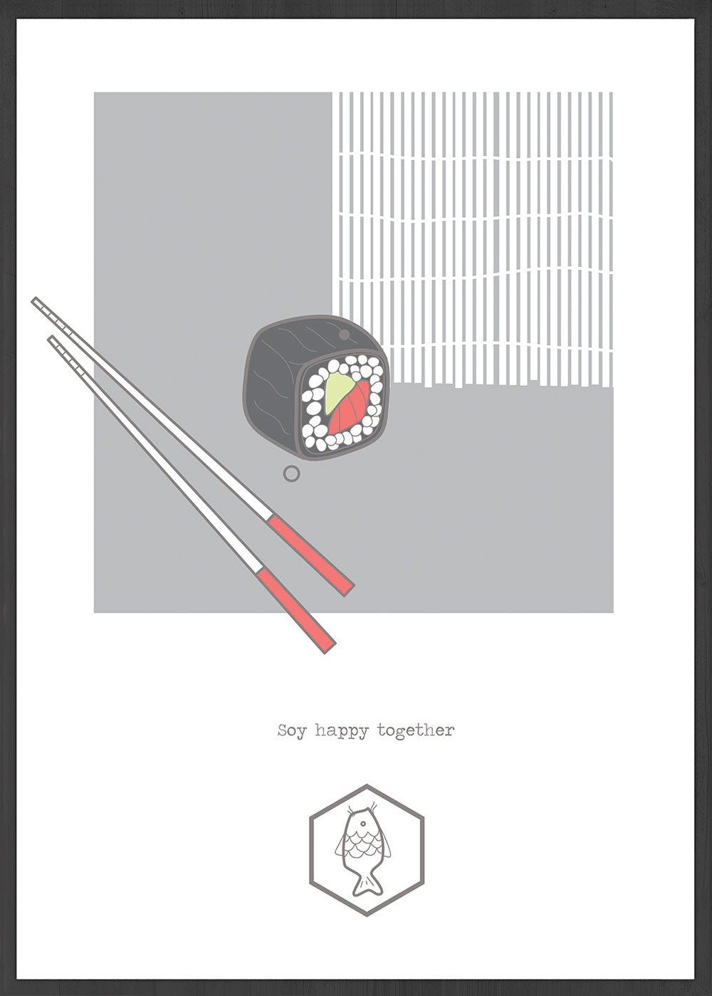 Soy Happy Together Sushi Wall Art in a frame