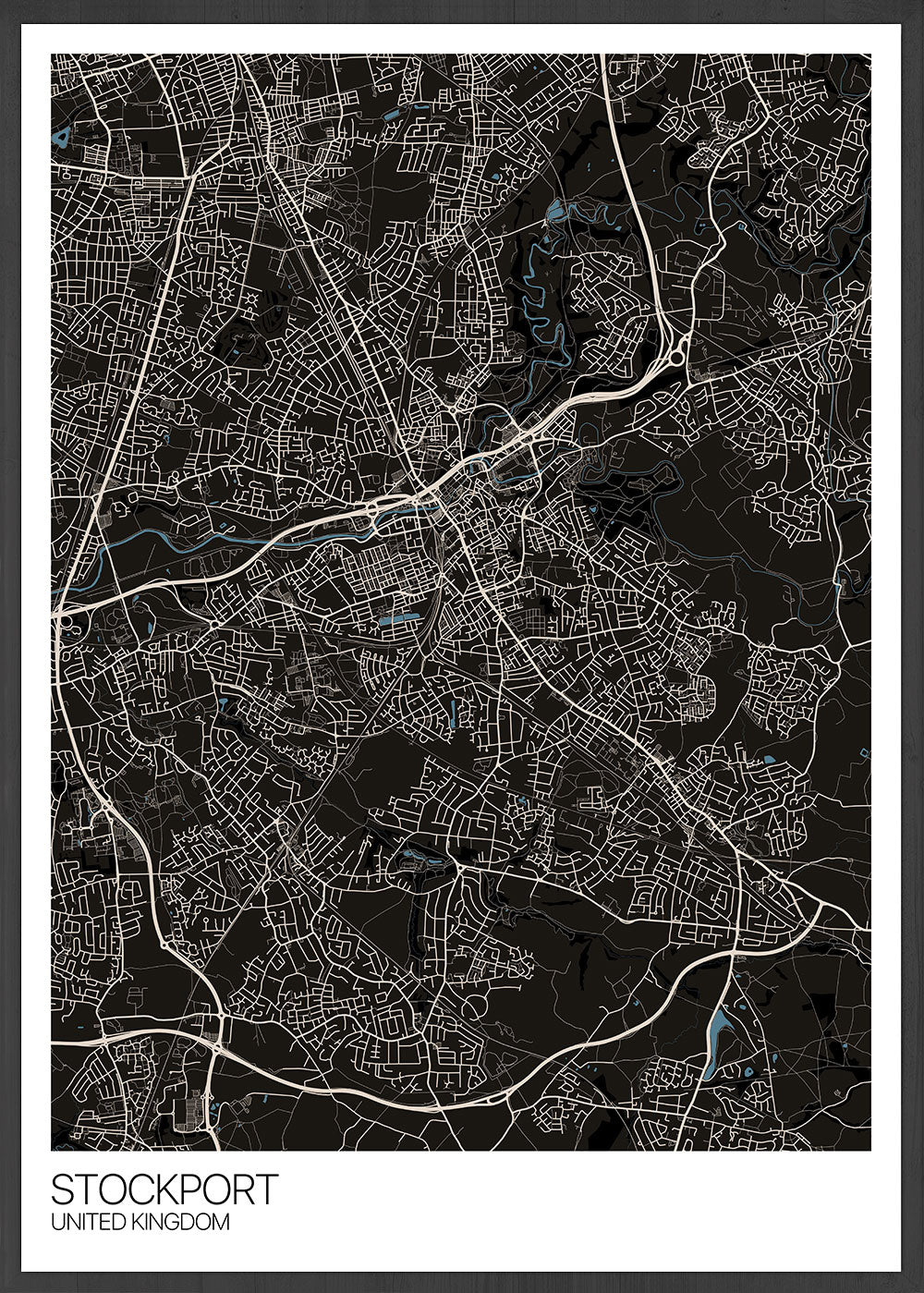 Stockport City Map Wall Art in black