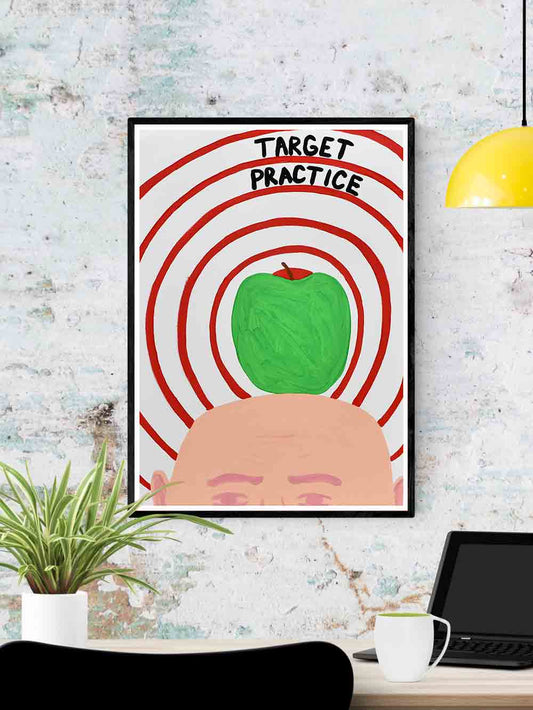 Target Practice Quirky Artist Print in a frame on a wall