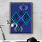 The Dream Blue Pattern Wall Art in a frame on a wall