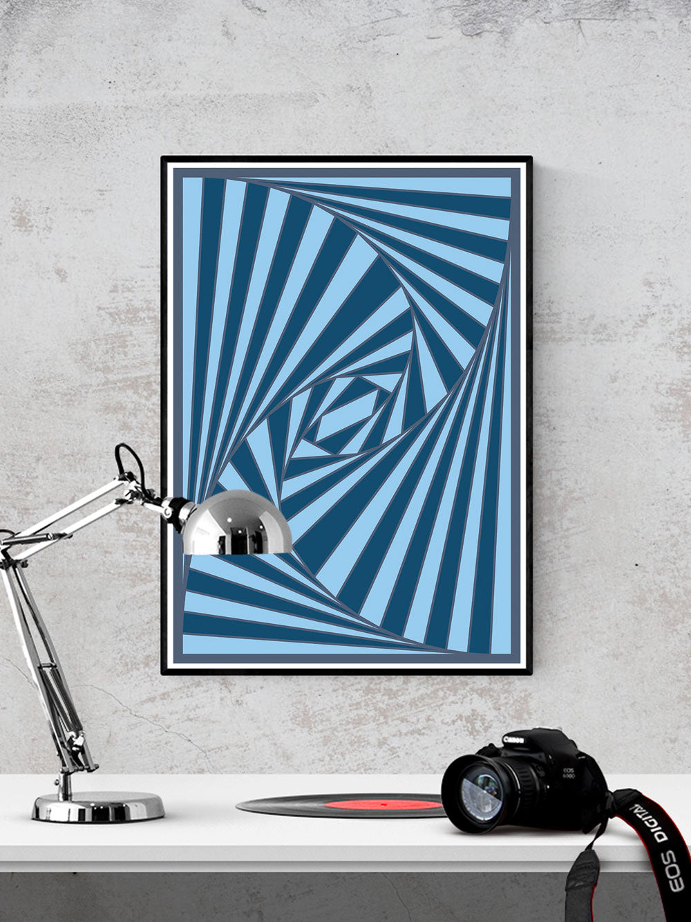 The Nightmare Trippy Abstract Art Print in a frame on a wall