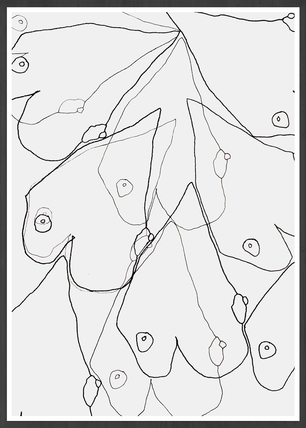 Tits Up BW Nude Abstract Illustration in a frame